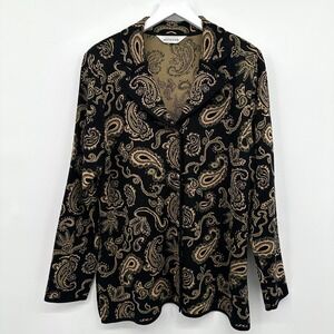 Vintage Exclusively Misook Jacket Cardigan Large Stretch Paisley Artsy Old Money